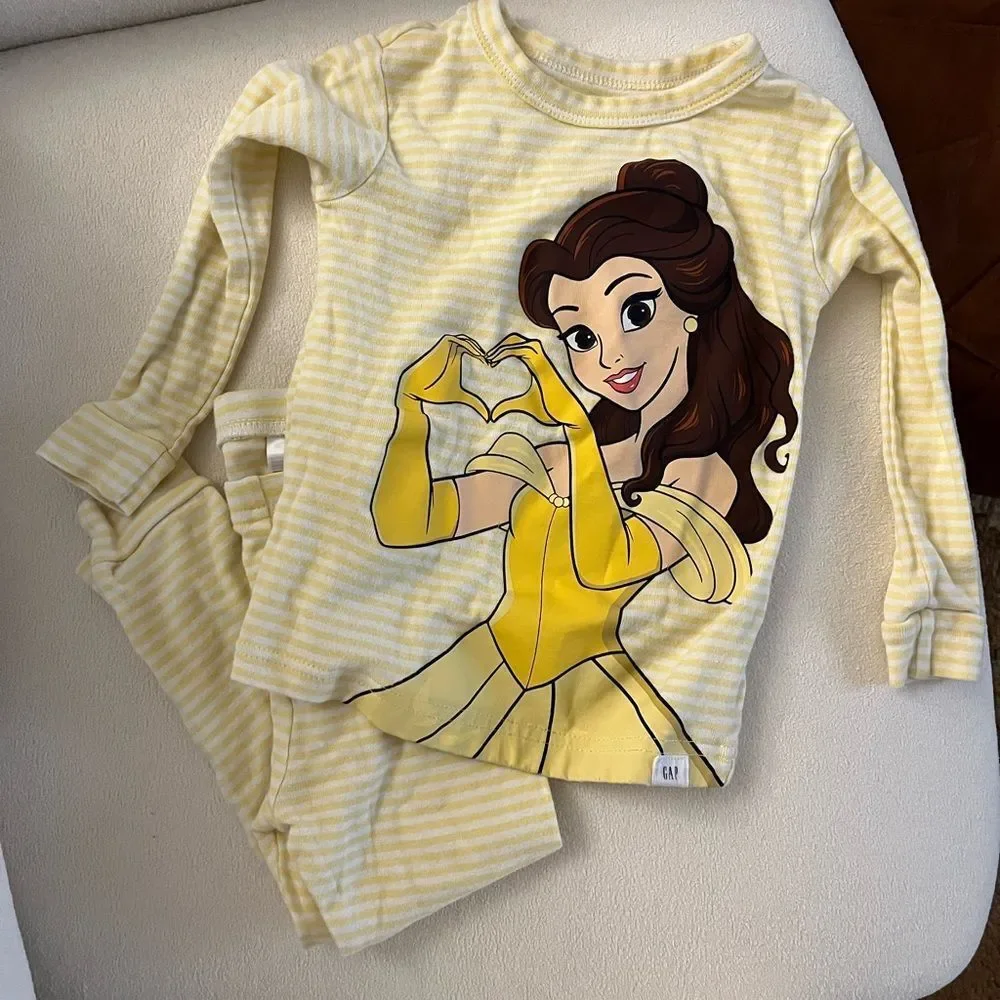 Gap × Disney Baby Organic Brushed Cotton Princess PJ Set- Belle size 3 years